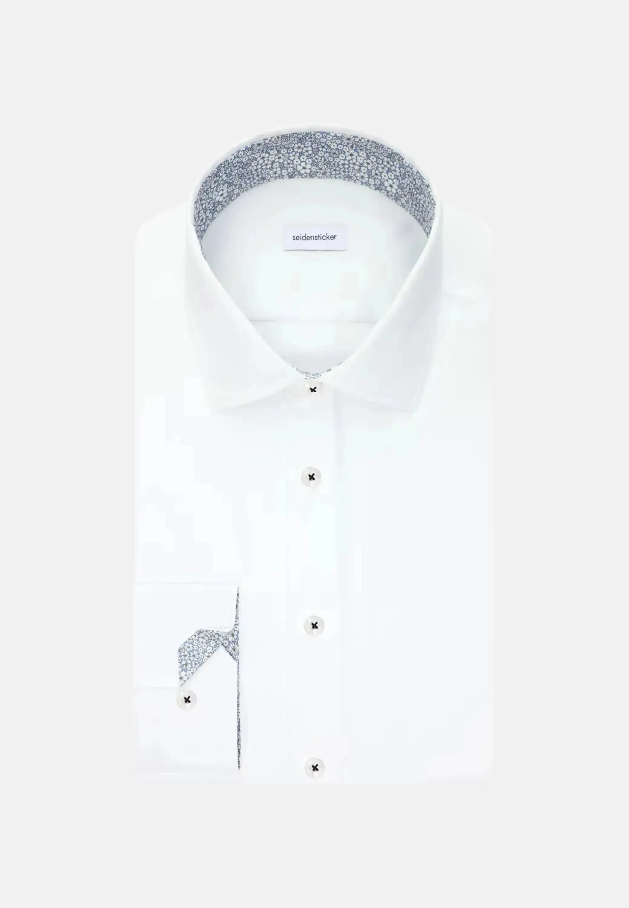 Seidensticker Mens Slim Fit Easy Iron Business Kent Contrast Patch Business Shirt White – 01.647200-01-38 | Studio DOS by Designer Outlet Sales