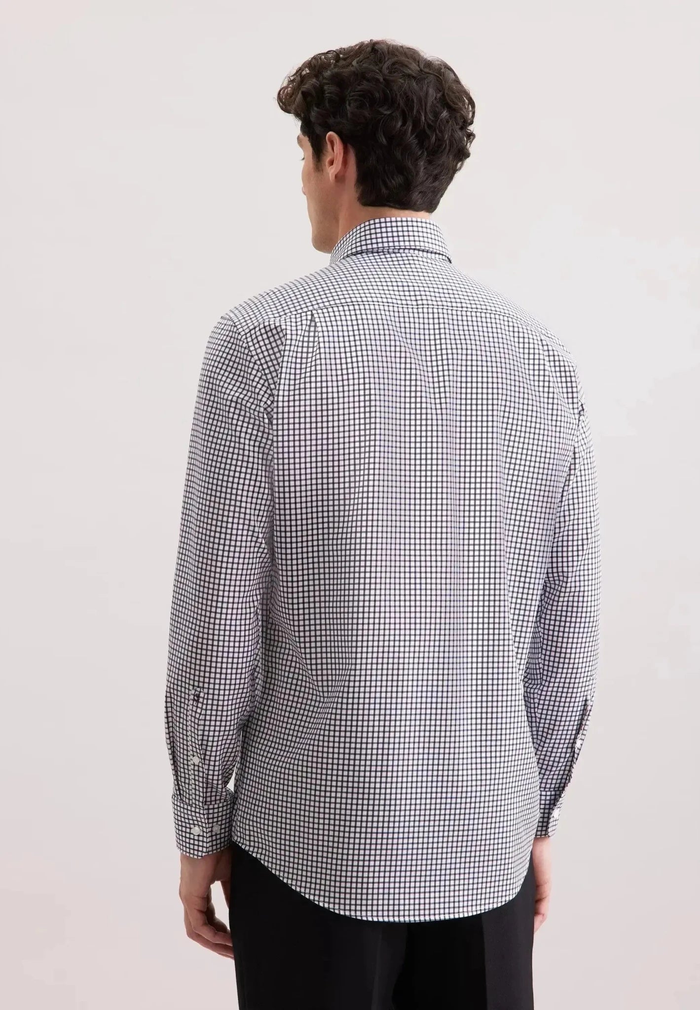 Seidensticker Regular Fit No Iron Covered Button Down Check Business Shirt Dark Blue – 01.845641-18-38 | Studio DOS by Designer Outlet Sales