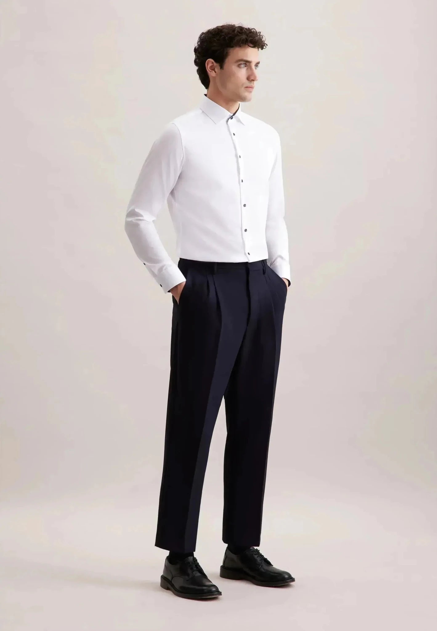 Seidensticker Slim Fit No Iron Contrast Kent Collar Business Shirt White – 01.849540-01-37 | Studio DOS by Designer Outlet Sales