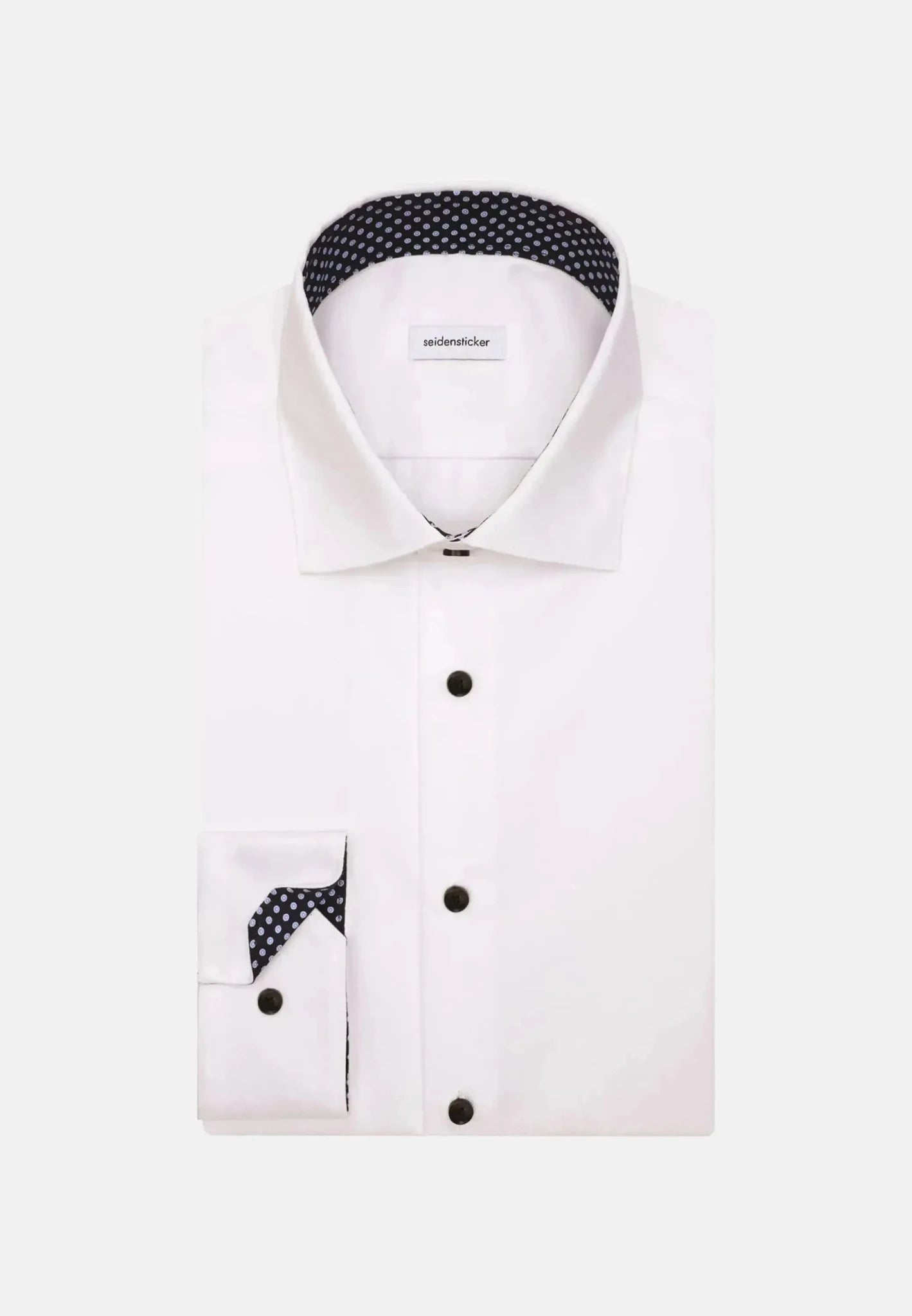 Seidensticker Slim Fit No Iron Contrast Kent Collar Business Shirt White – 01.849540-01-37 | Studio DOS by Designer Outlet Sales
