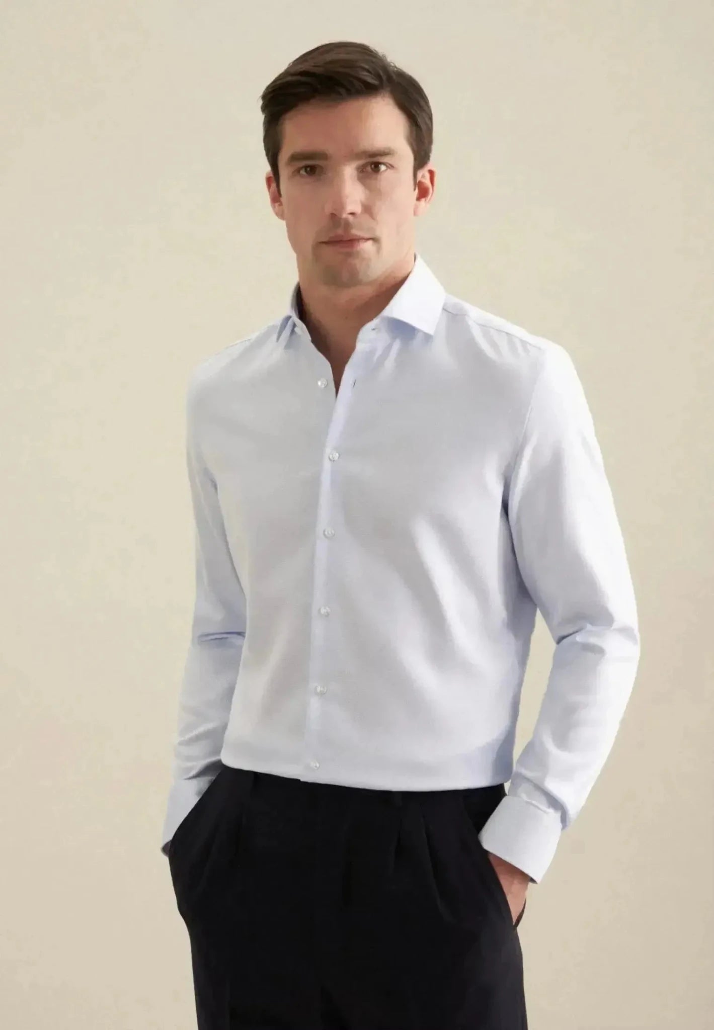 Seidensticker Slim Fit No Iron Spread Kent Structured Business Shirt Light Blue – 01.645657-10-37 | Studio DOS by Designer Outlet Sales