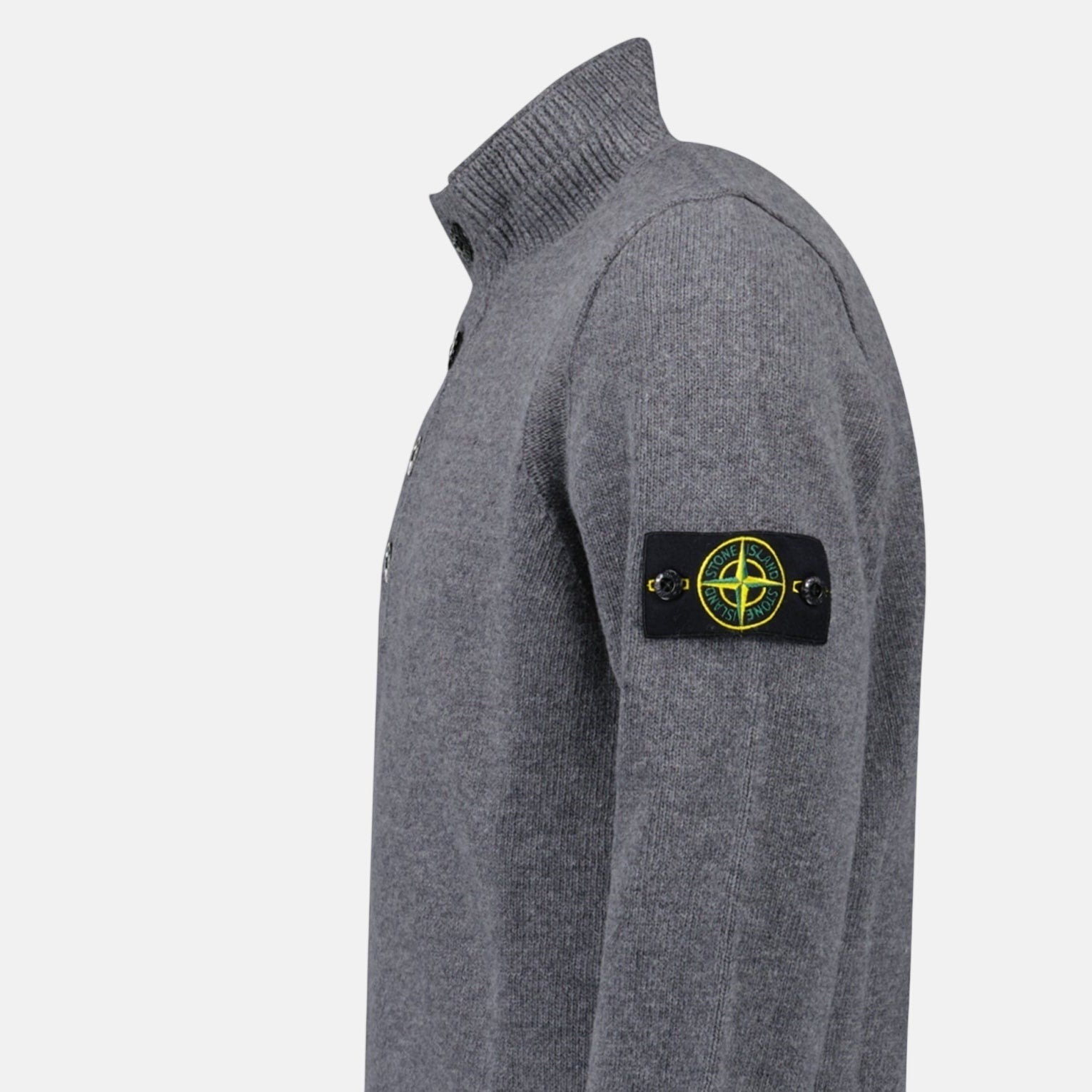 Stone Island Button Neck Jumper Cement Grey – A13 | Studio DOS by Designer Outlet Sales