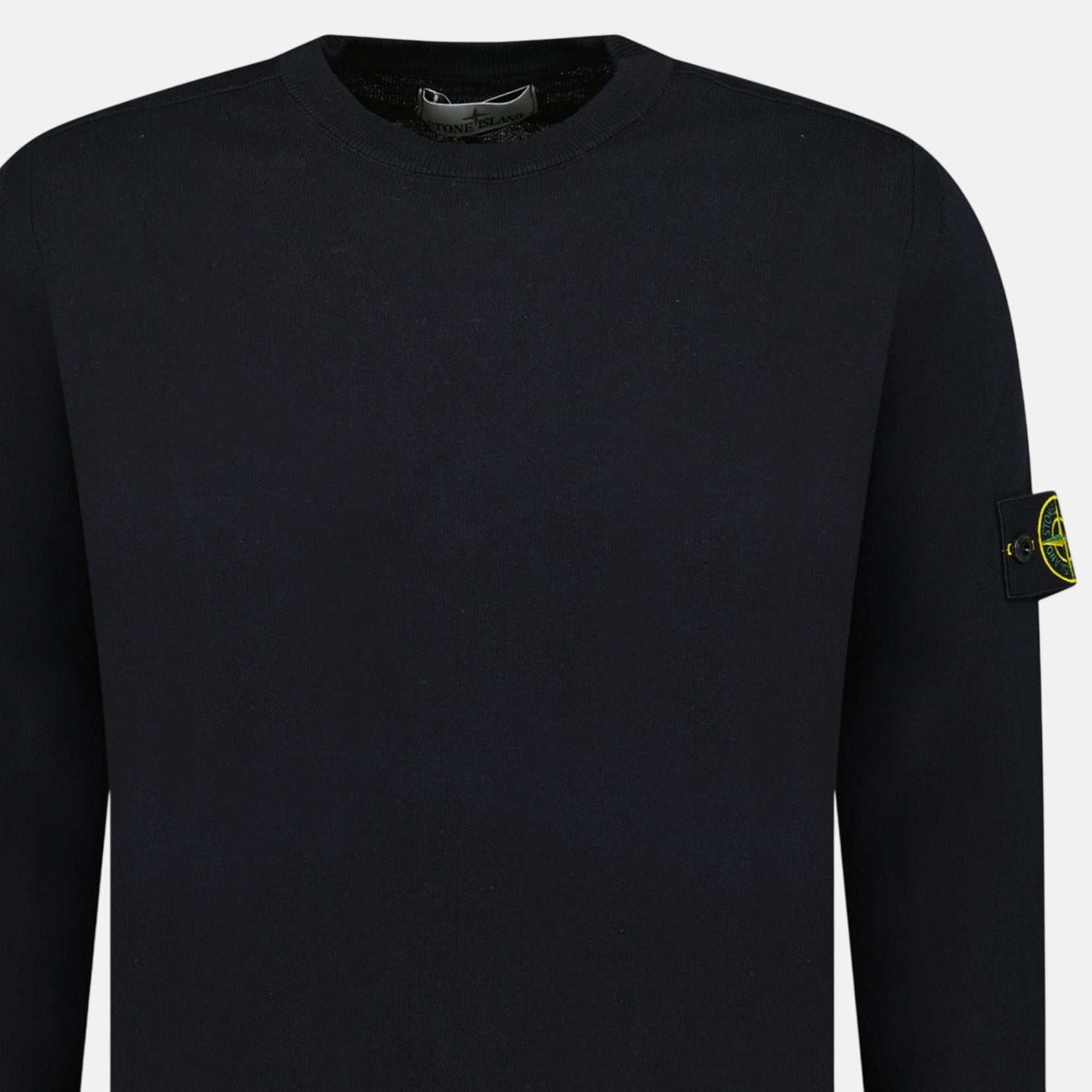 Stone Island Compass Badge Light Raw Hand Organic Cotton Jumper Navy – T4 | Studio DOS by Designer Outlet Sales