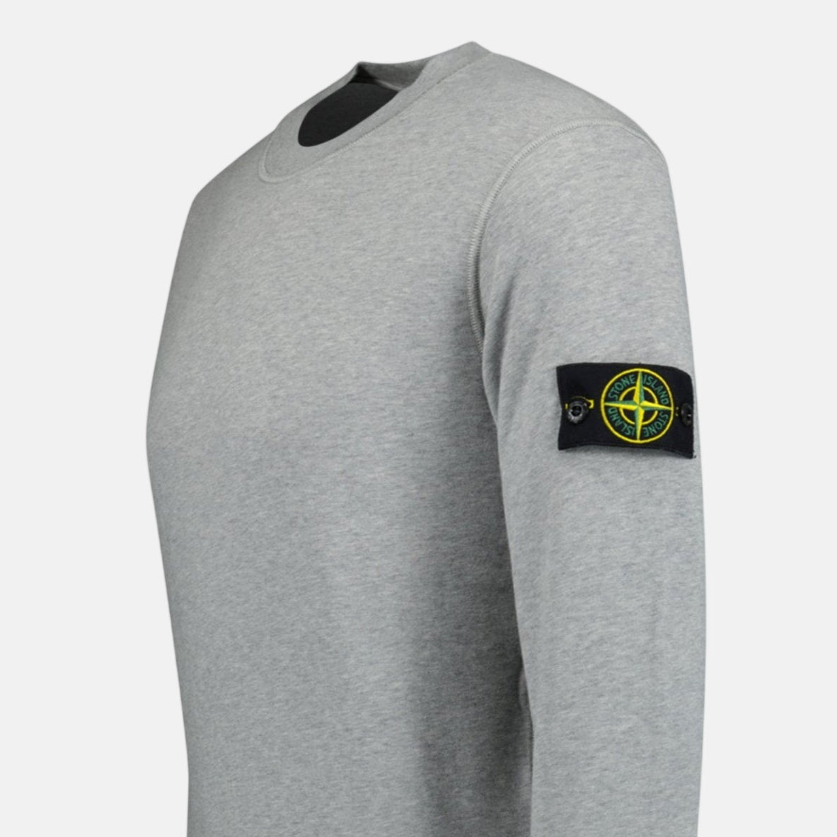 Stone Island Compass Badge Organic Cotton Crewneck Sweatshirt Grey – F35 | Studio DOS by Designer Outlet Sales