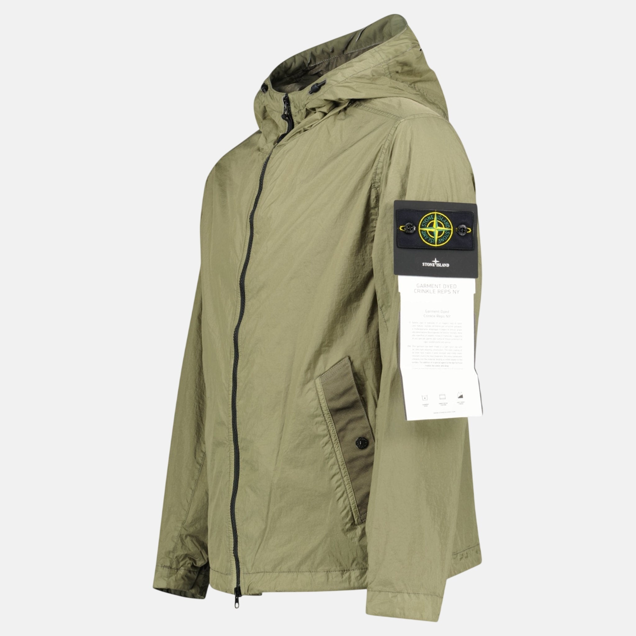Stone Island Crinkle Reps NY Hooded Jacket Military Green – sku-57813829517693 | Studio DOS by Designer Outlet Sales