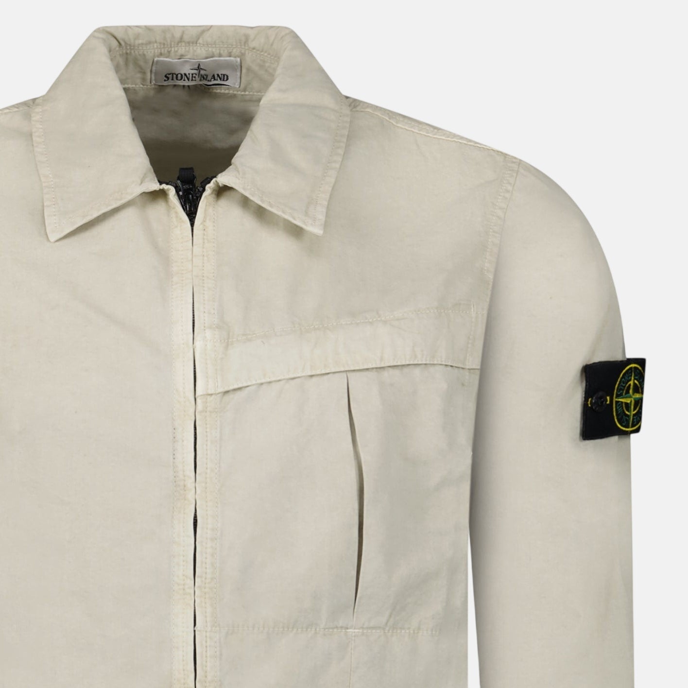 Stone Island Washed Cotton Long Sleeve Overshirt Light Beige – C34 | Studio DOS by Designer Outlet Sales