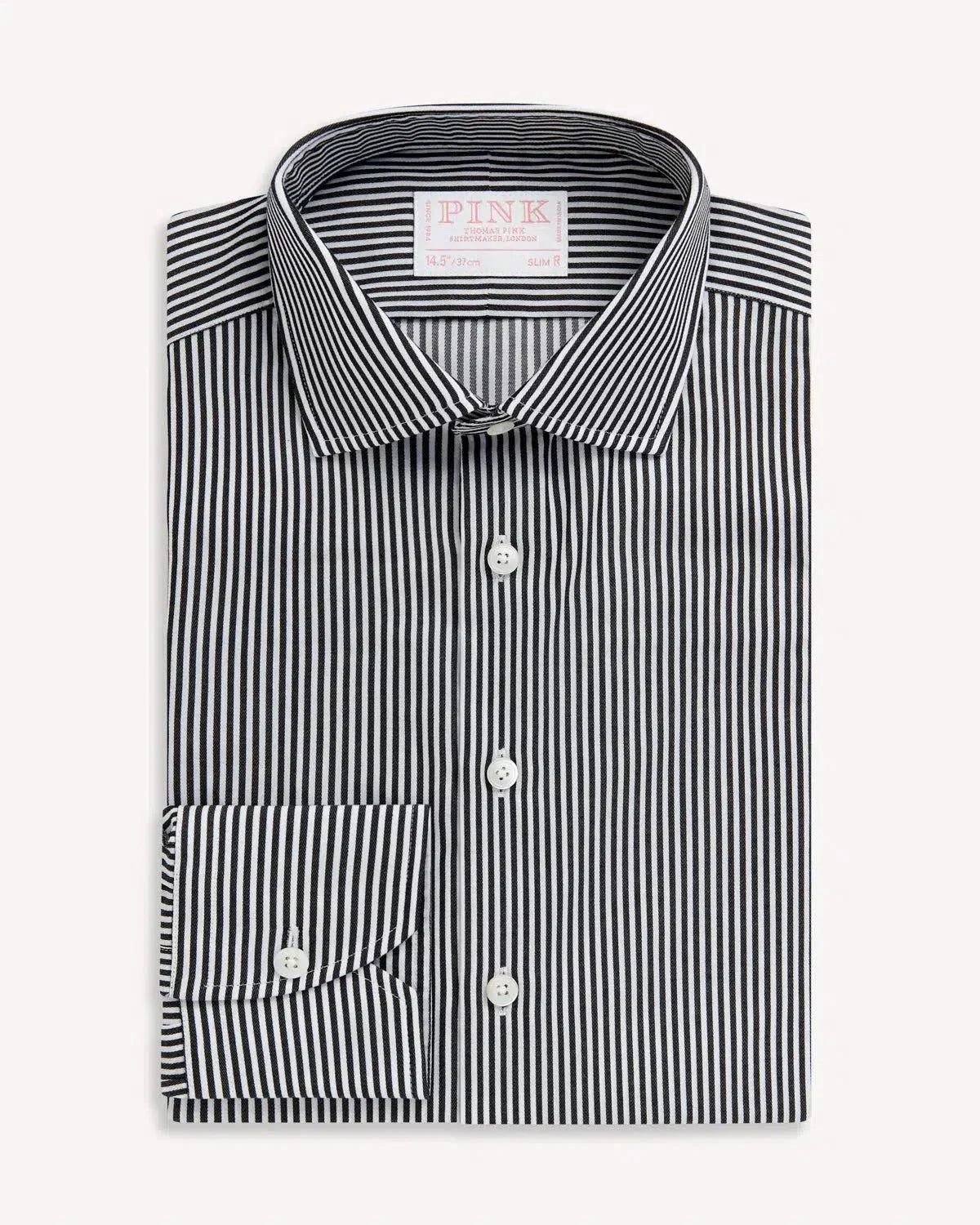 Thomas Pink Slim Fit Formal Capri Stripe Shirt Black White – 40546-003-585 | Studio DOS by Designer Outlet Sales
