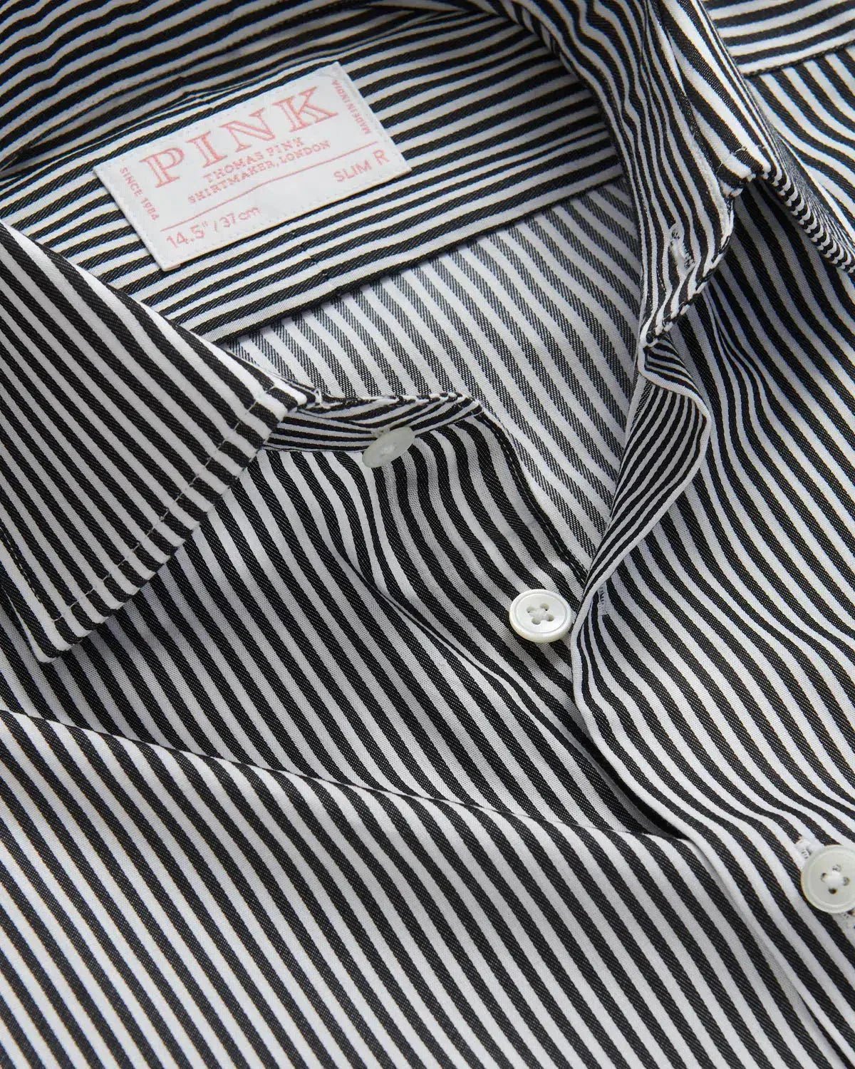Thomas Pink Slim Fit Formal Capri Stripe Shirt Black White – 40546-003-585 | Studio DOS by Designer Outlet Sales