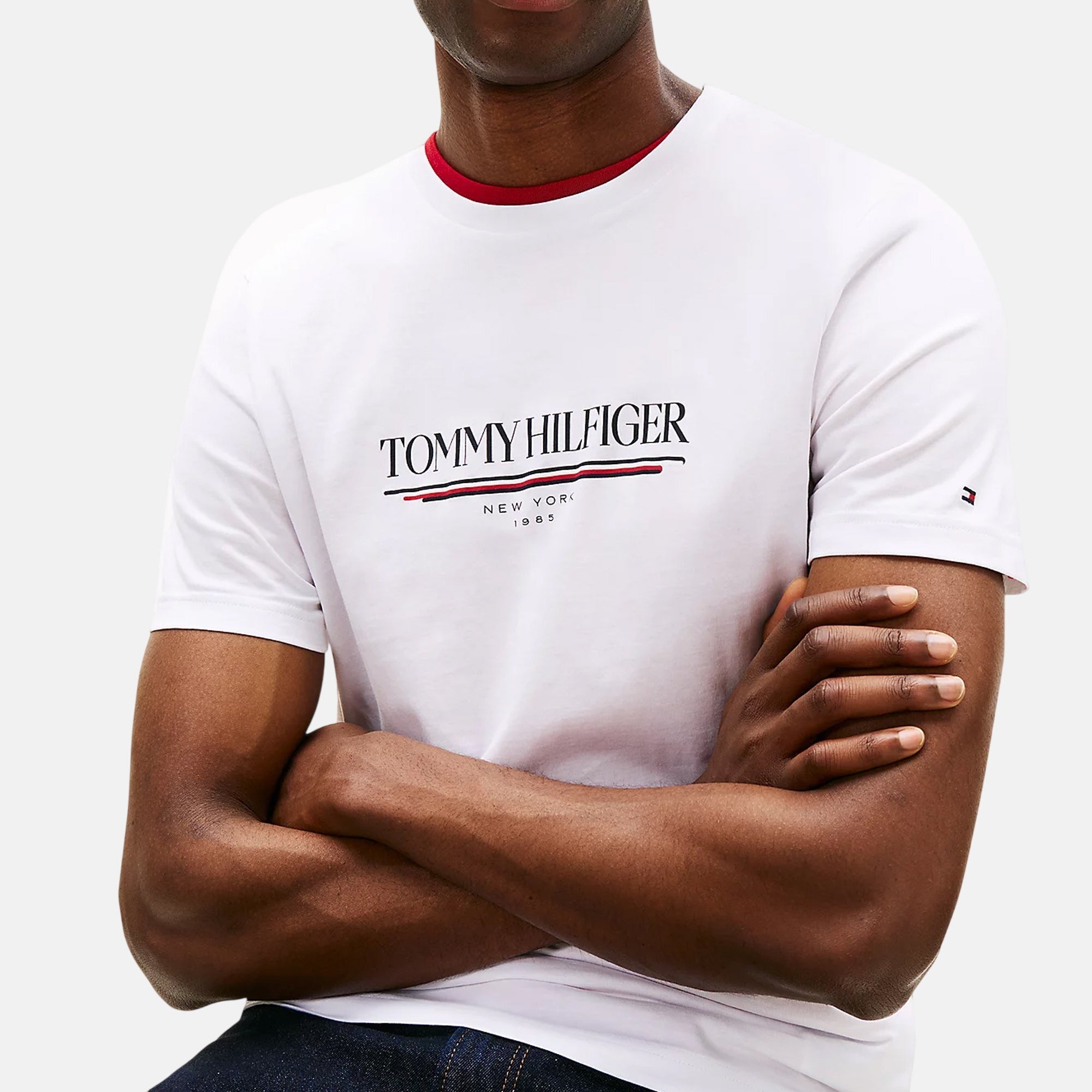 Tommy Hilfiger Mens Logo Crew Graphic T-Shirt White – SPR247-S | Studio DOS by Designer Outlet Sales