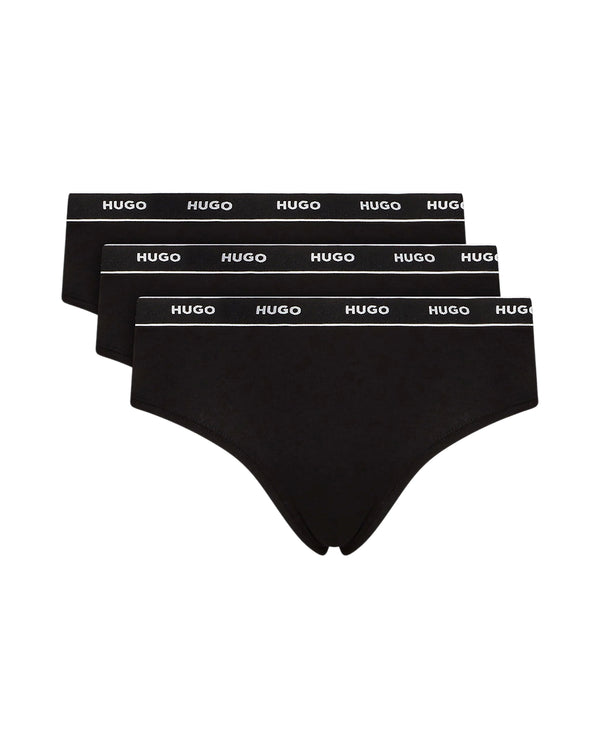 HUGO WOMENS 3 PACK HIPSTER BRIEFS BLACK