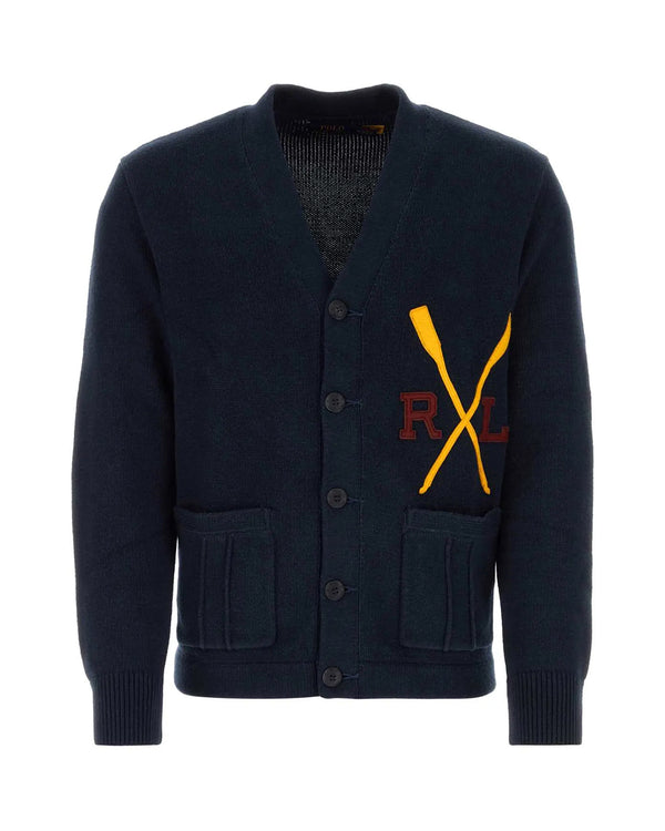 RALPH LAUREN MENS VARSITY COTTON CARDIGAN AVIATOR NAVY