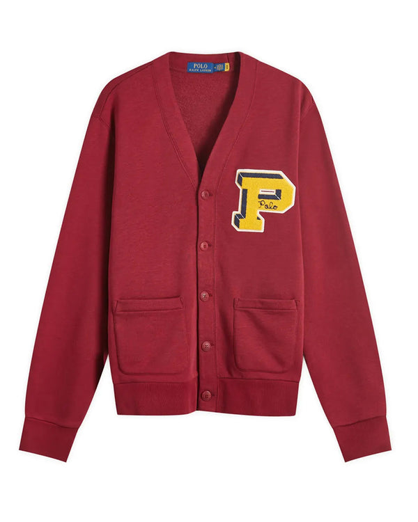 RALPH LAUREN MENS SLUB FLEECE LETTERMAN CARDIGAN RED CARPET