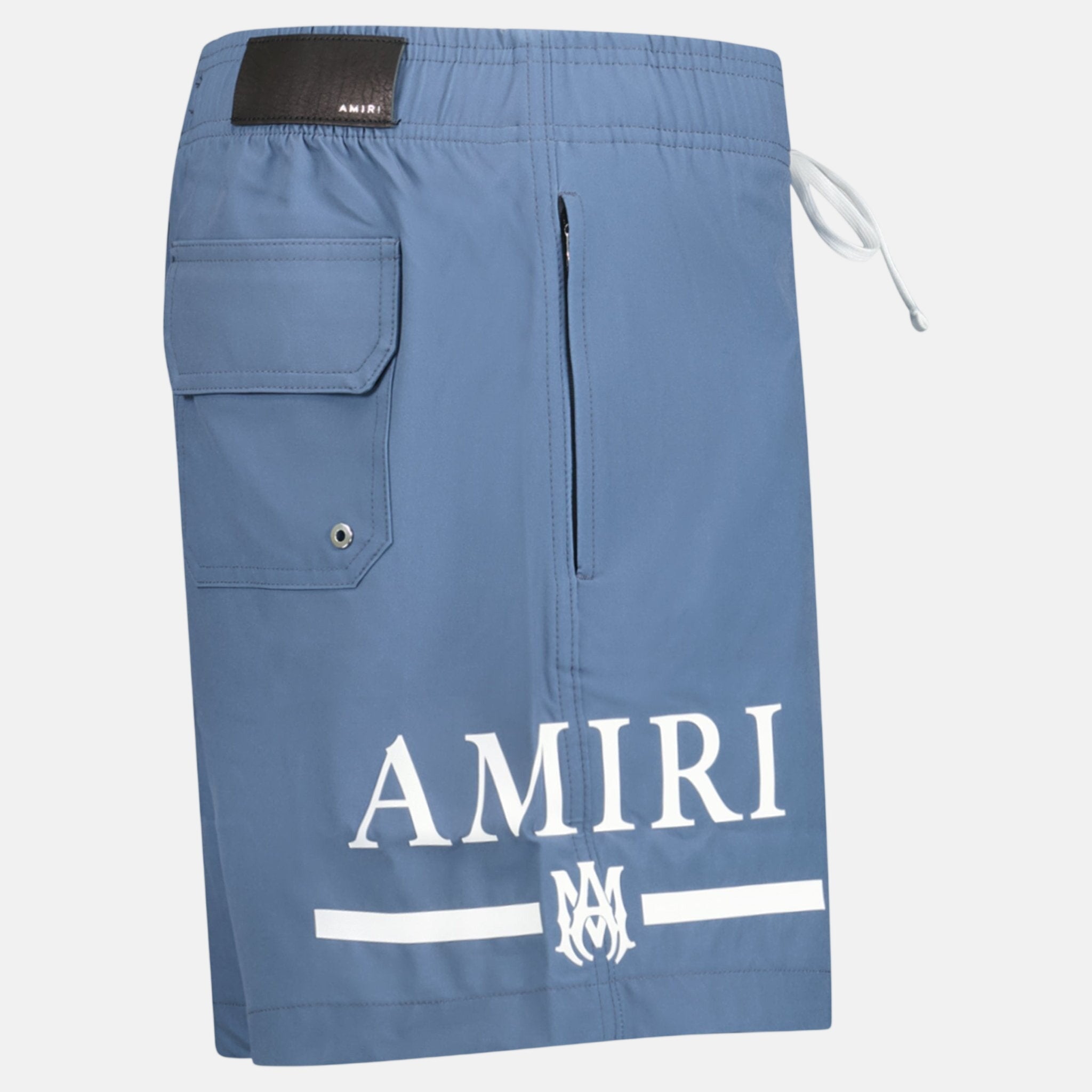 Amiri Ma Bar White Logo Drawstring Swim Shorts Blue – C48 | Studio DOS by Designer Outlet Sales