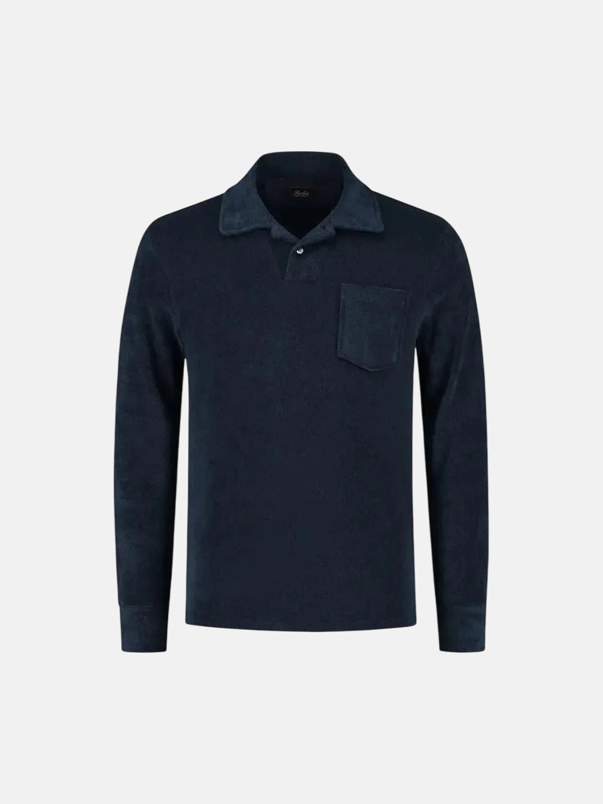 AURELIEN TERRY LONGSLEEVED POLO SHIRT NAVY – 80027-410-005 | Studio DOS by Designer Outlet Sales