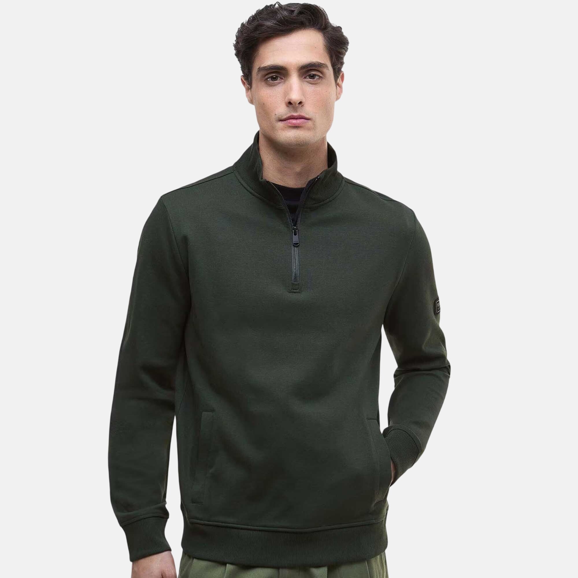 Barbour International Mens Ilford Interlock 1/4 Zip Sweatshirt Sage – SPR737-S | Studio DOS by Designer Outlet Sales