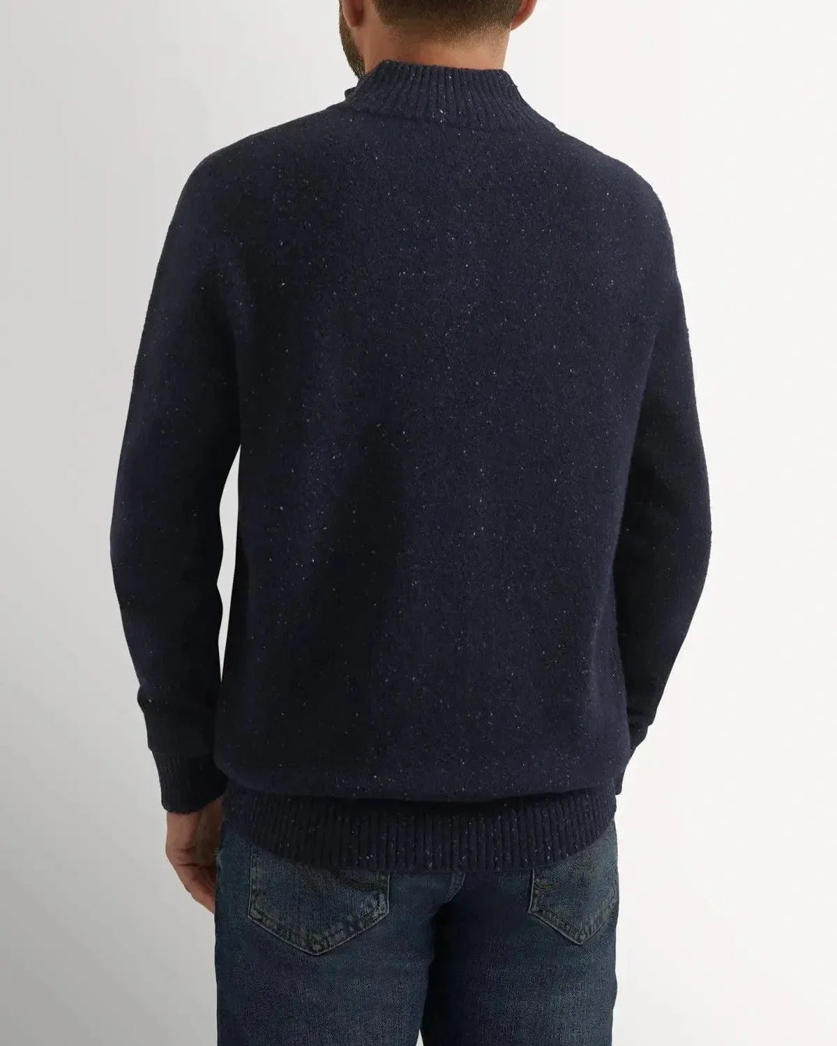 Bernard Weatherill 1/4 Zip Knit Melange Neps Navy Flec – 40540-011-001 | Studio DOS by Designer Outlet Sales