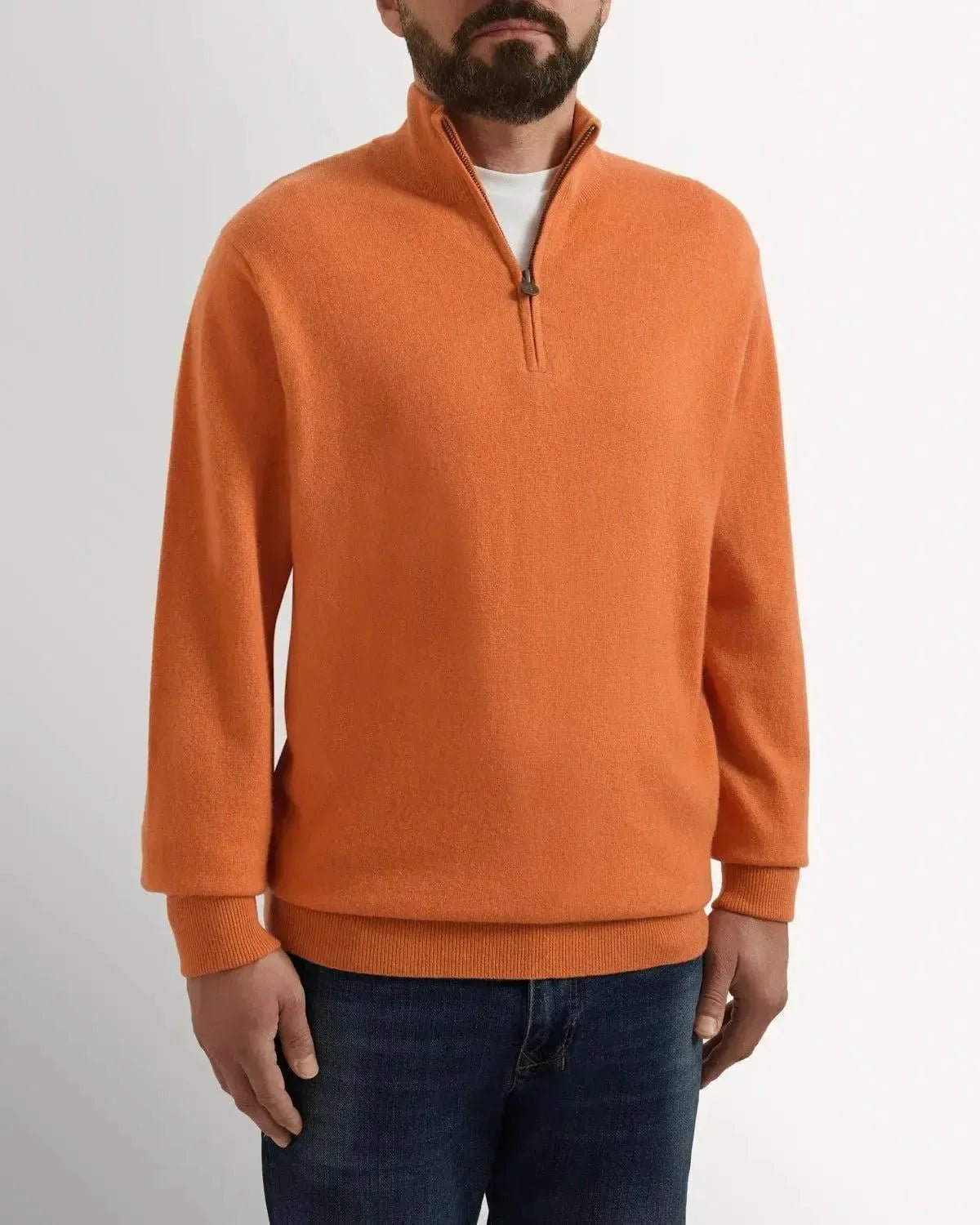Bernard Weatherill Cashmere Mix 1/4 Zip Knit Burnt Orange – 40540-011-041 | Studio DOS by Designer Outlet Sales