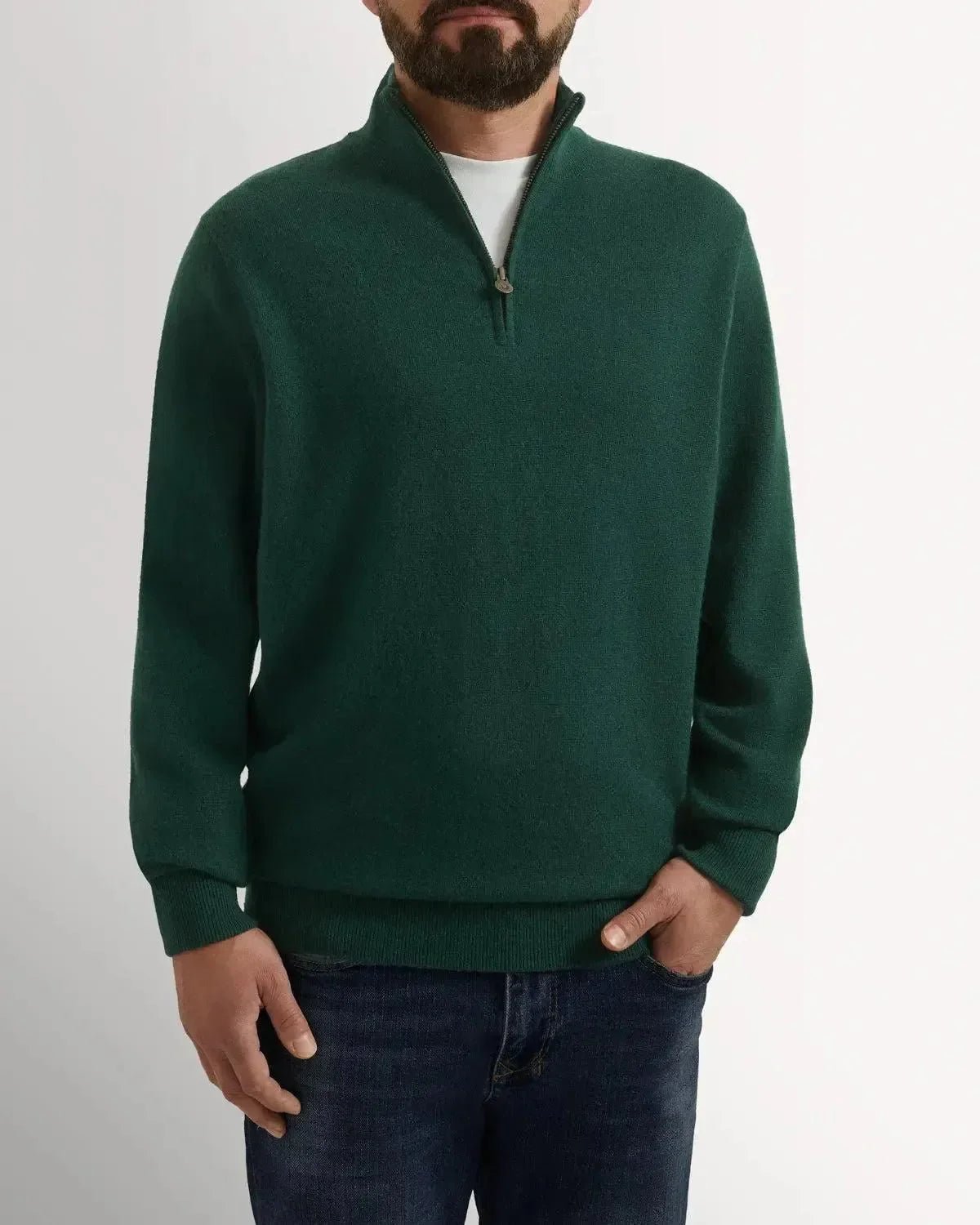 Bernard Weatherill Cashmere Mix 1/4 Zip Knit Forest – 40540-011-036 | Studio DOS by Designer Outlet Sales