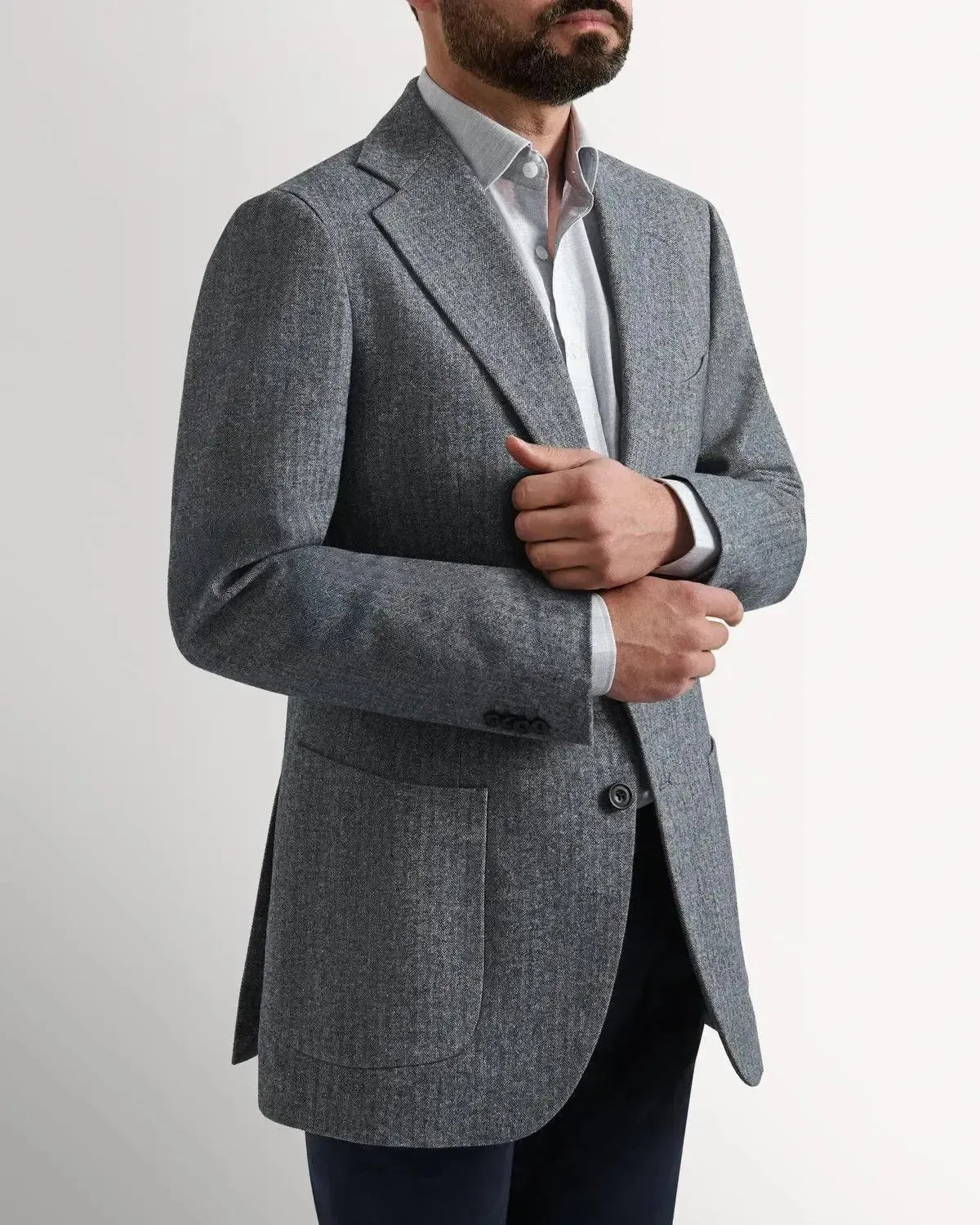 Bernard Weatherill Classic Herringbone Jacket Grey – K26020-38 | Studio DOS by Designer Outlet Sales
