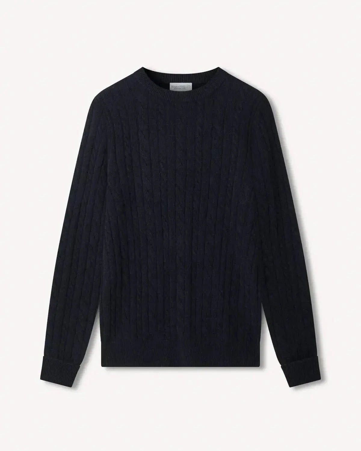 Bernard Weatherill Lambswool Crewneck Cable Knit Navy – 40540-011-066 | Studio DOS by Designer Outlet Sales