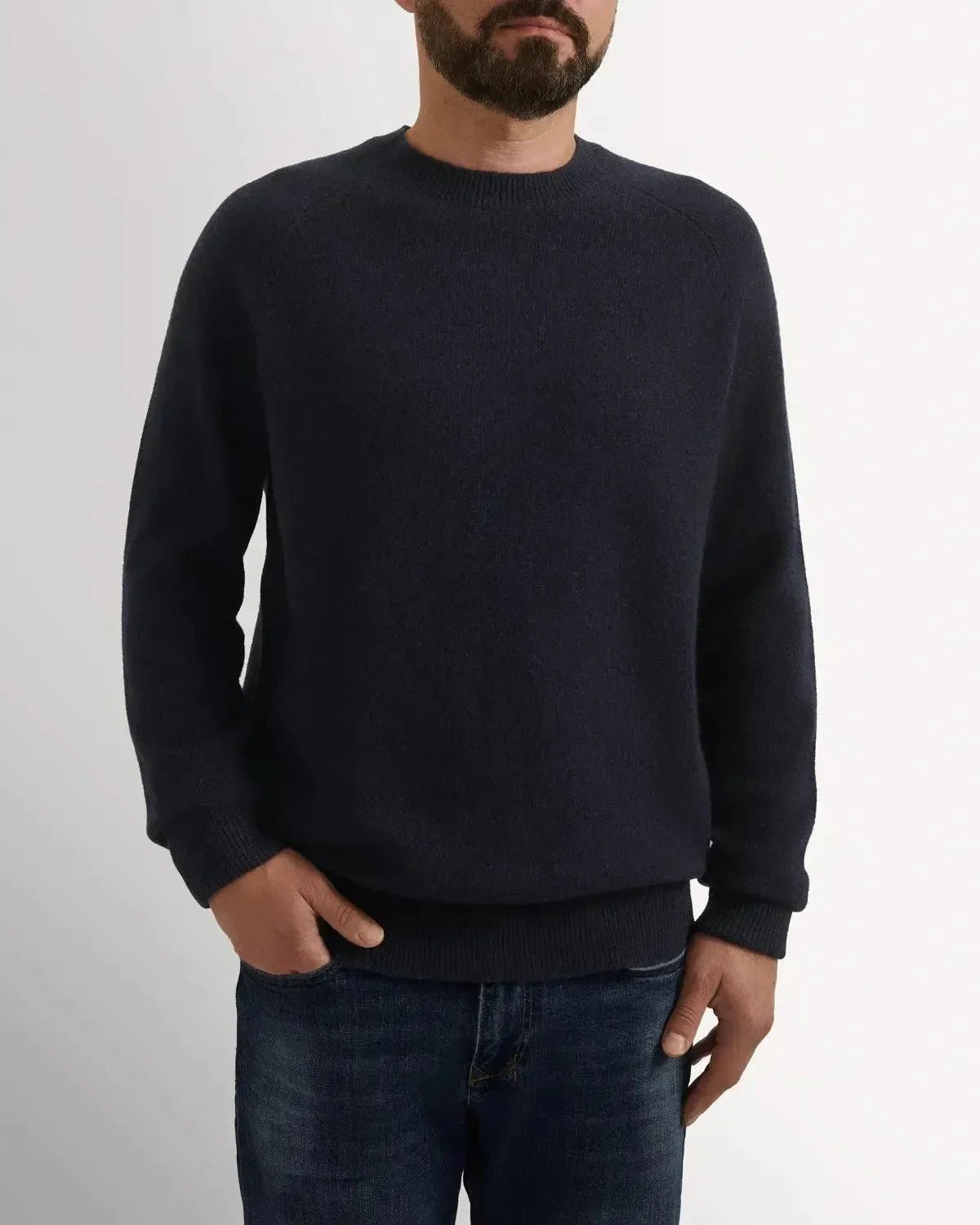 Bernard Weatherill Lambswool Plain Crew Neck Knit Navy – 40540-011-046 | Studio DOS by Designer Outlet Sales