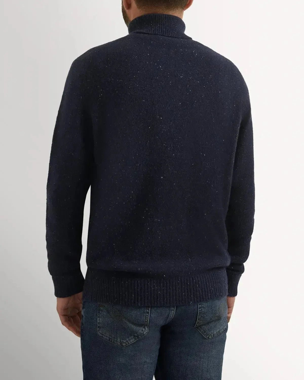 Bernard Weatherill Plain Roll Neck Knit Melange Tweed Navy Flec – 40540-011-011 | Studio DOS by Designer Outlet Sales