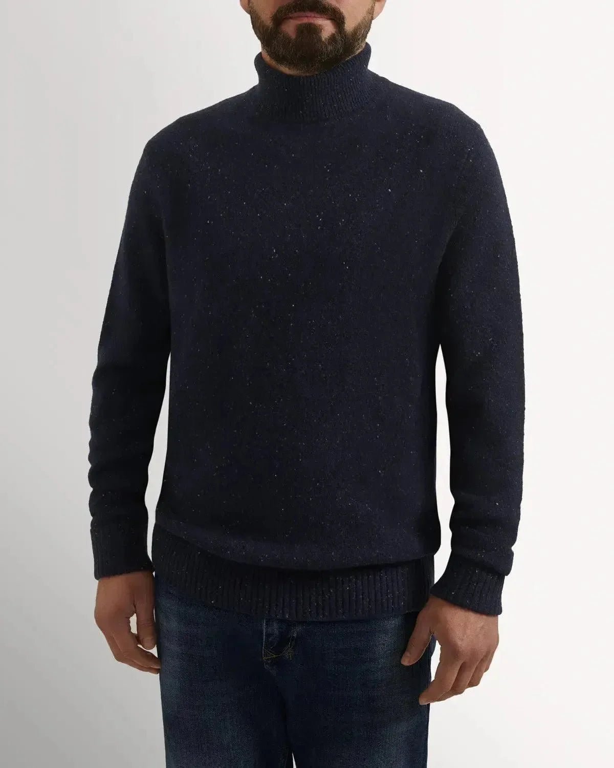 Bernard Weatherill Plain Roll Neck Knit Melange Tweed Navy Flec – 40540-011-011 | Studio DOS by Designer Outlet Sales