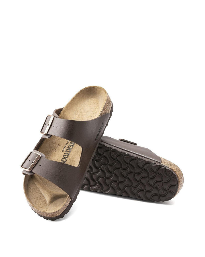 BIRKENSTOCK MENS ARIZONA BIRKO FLOR REGULAR FIT SANDALS DARK BROWN-Designer Outlet Sales