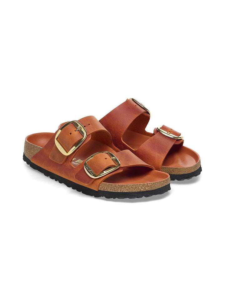 BIRKENSTOCK WOMENS ARIZONA BIG BUCKLE SANDALS BURNT ORANGE-Designer Outlet Sales