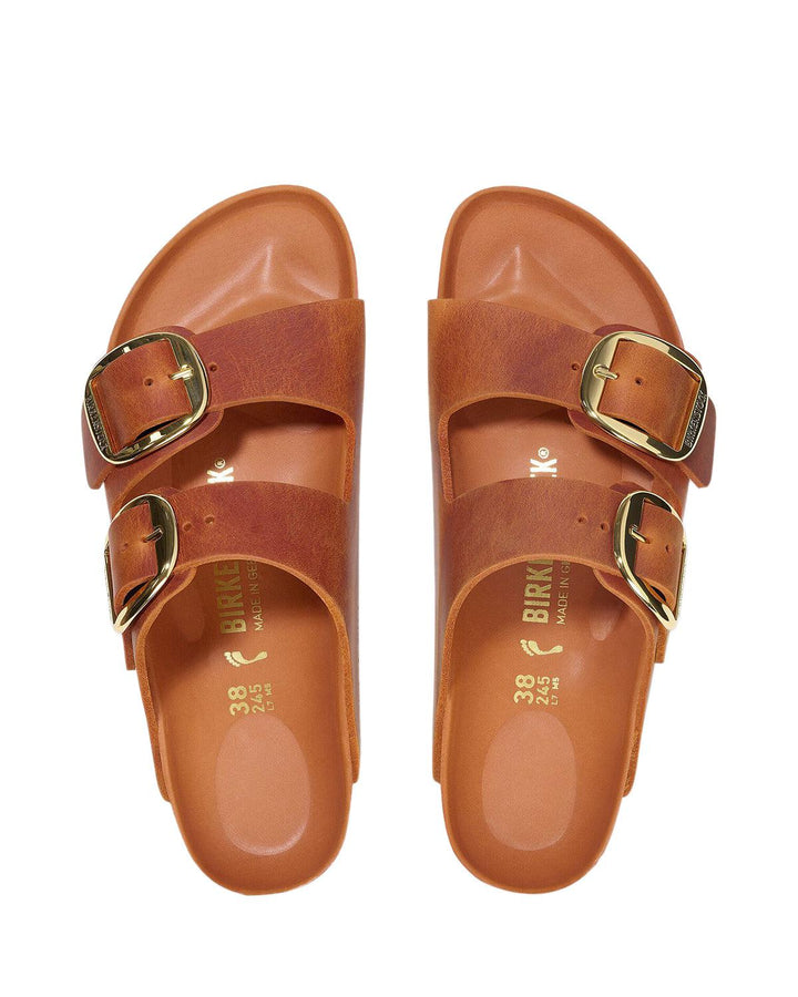 BIRKENSTOCK WOMENS ARIZONA BIG BUCKLE SANDALS BURNT ORANGE-Designer Outlet Sales