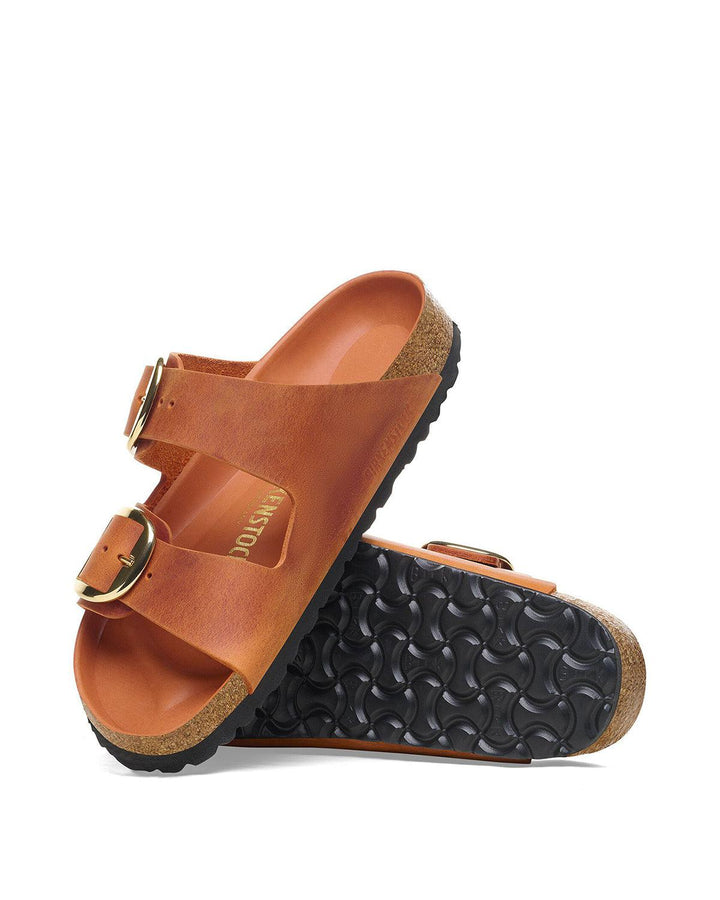 BIRKENSTOCK WOMENS ARIZONA BIG BUCKLE SANDALS BURNT ORANGE-Designer Outlet Sales