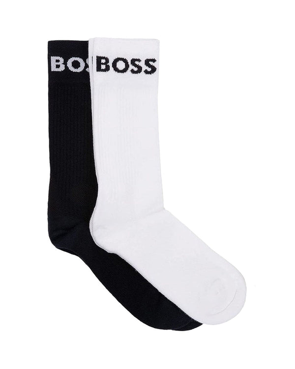 BOSS MENS 2 PACK SPORT SOCKS NAVY WHITE-Designer Outlet Sales