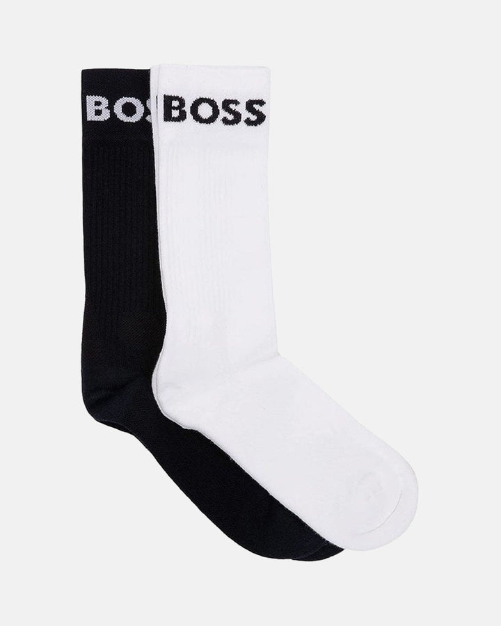 BOSS MENS 2 PACK SPORT SOCKS NAVY WHITE-Designer Outlet Sales