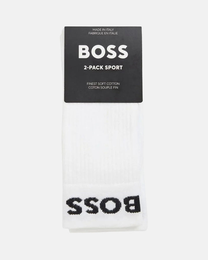 BOSS MENS 2 PACK SPORT SOCKS WHITE MIXED-Designer Outlet Sales