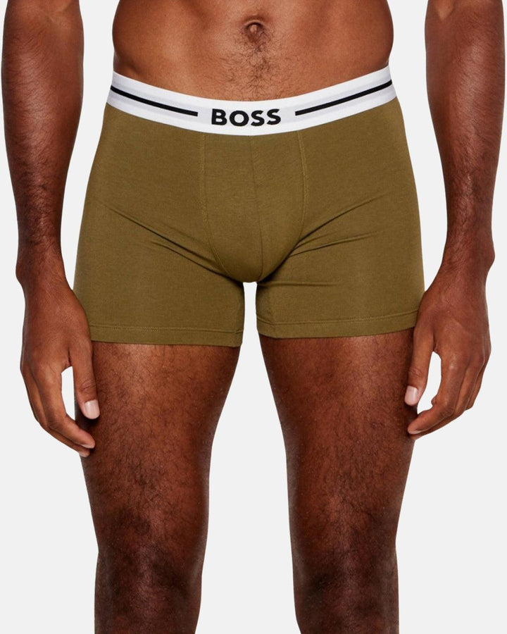 BOSS MENS 3 PACK BOLD BOXER BRIEFS KHAKI BLACK-Designer Outlet Sales