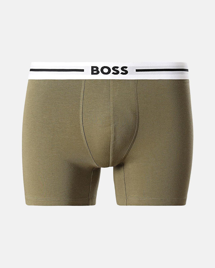 BOSS MENS 3 PACK BOLD BOXER BRIEFS KHAKI BLACK-Designer Outlet Sales