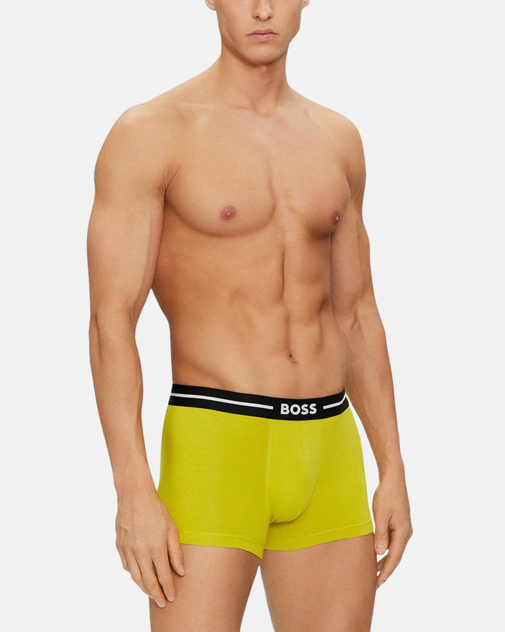 BOSS MENS 3 PACK BOLD TRUNKS BLACK MUSTARD KHAKI-Designer Outlet Sales