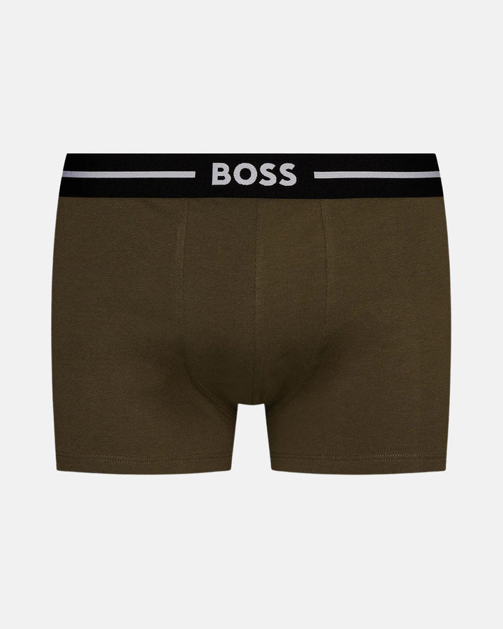 BOSS MENS 3 PACK BOLD TRUNKS BLACK MUSTARD KHAKI-Designer Outlet Sales