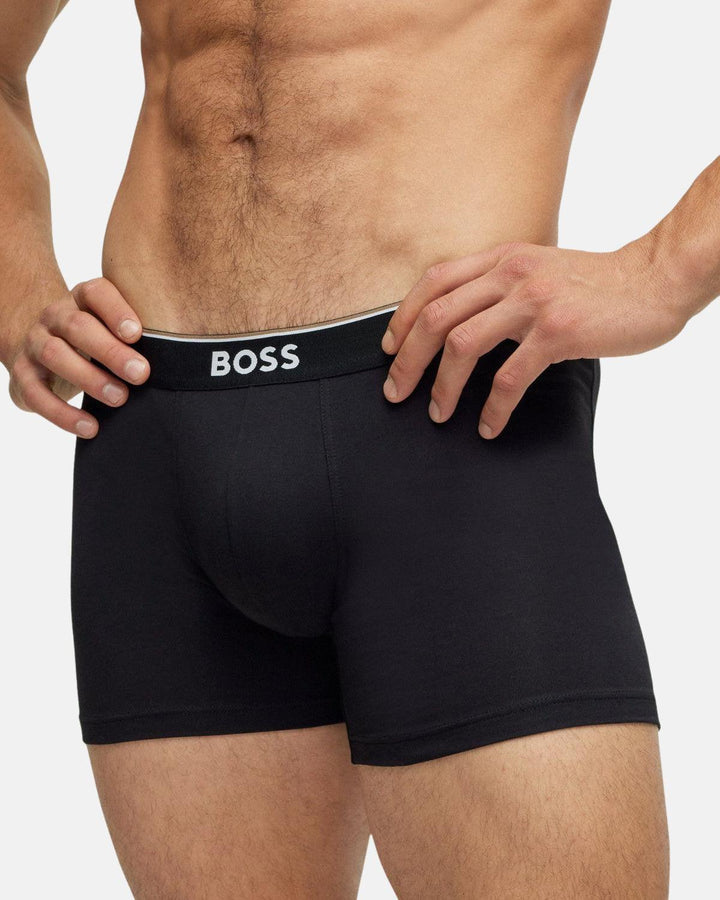 BOSS MENS 3 PACK POWER BOXER BRIEFS BLACK-Designer Outlet Sales