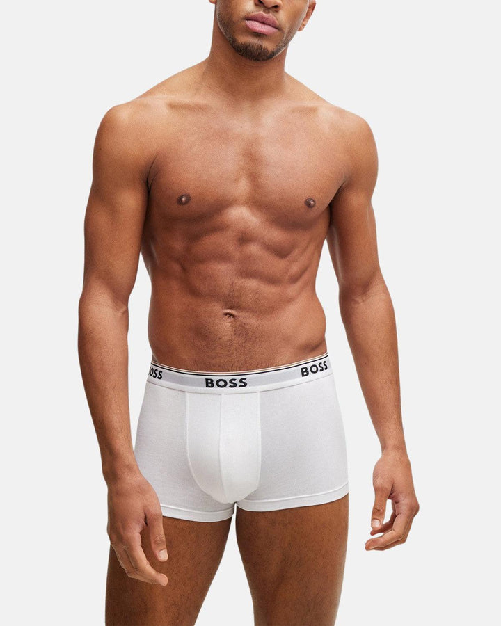 BOSS MENS 3 PACK POWER TRUNKS BLACK WHITE GREY-Designer Outlet Sales