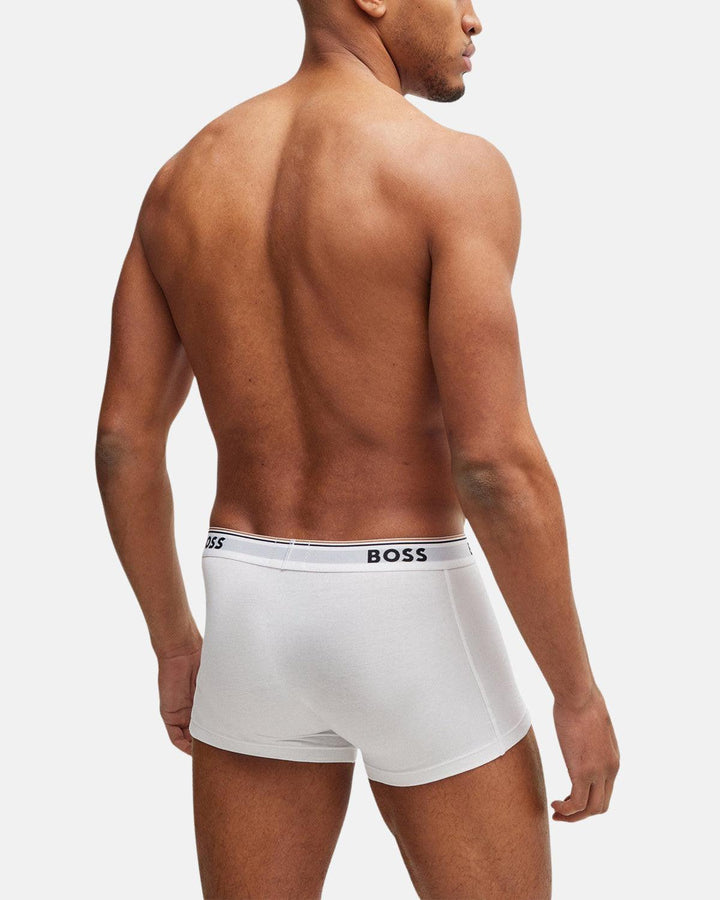 BOSS MENS 3 PACK POWER TRUNKS BLACK WHITE GREY-Designer Outlet Sales