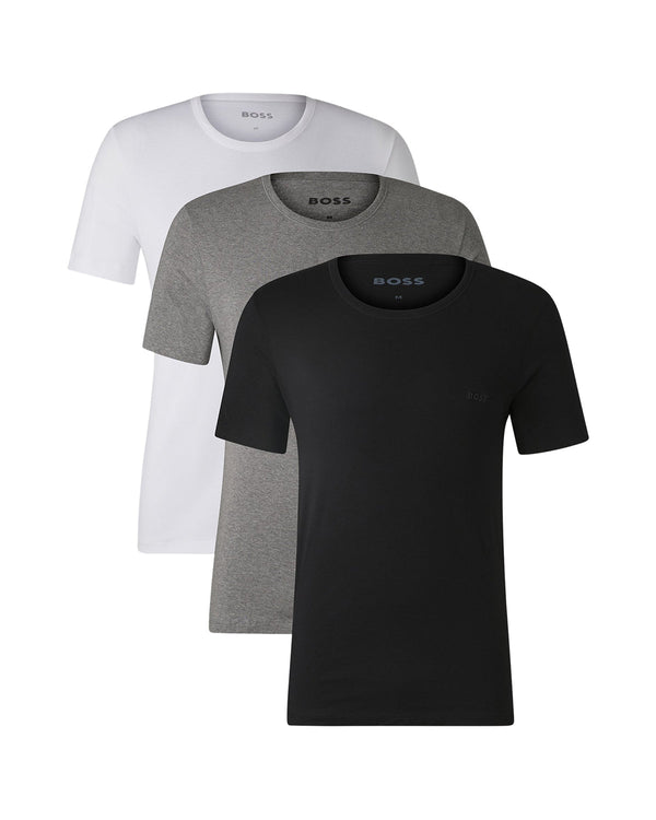 BOSS MENS 3-PACK T-SHIRTS BLACK WHITE GREY-Designer Outlet Sales