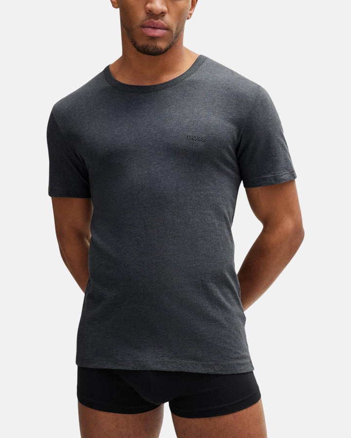 BOSS MENS 3-PACK T-SHIRTS CHARCOAL NAVY BLACK-Designer Outlet Sales