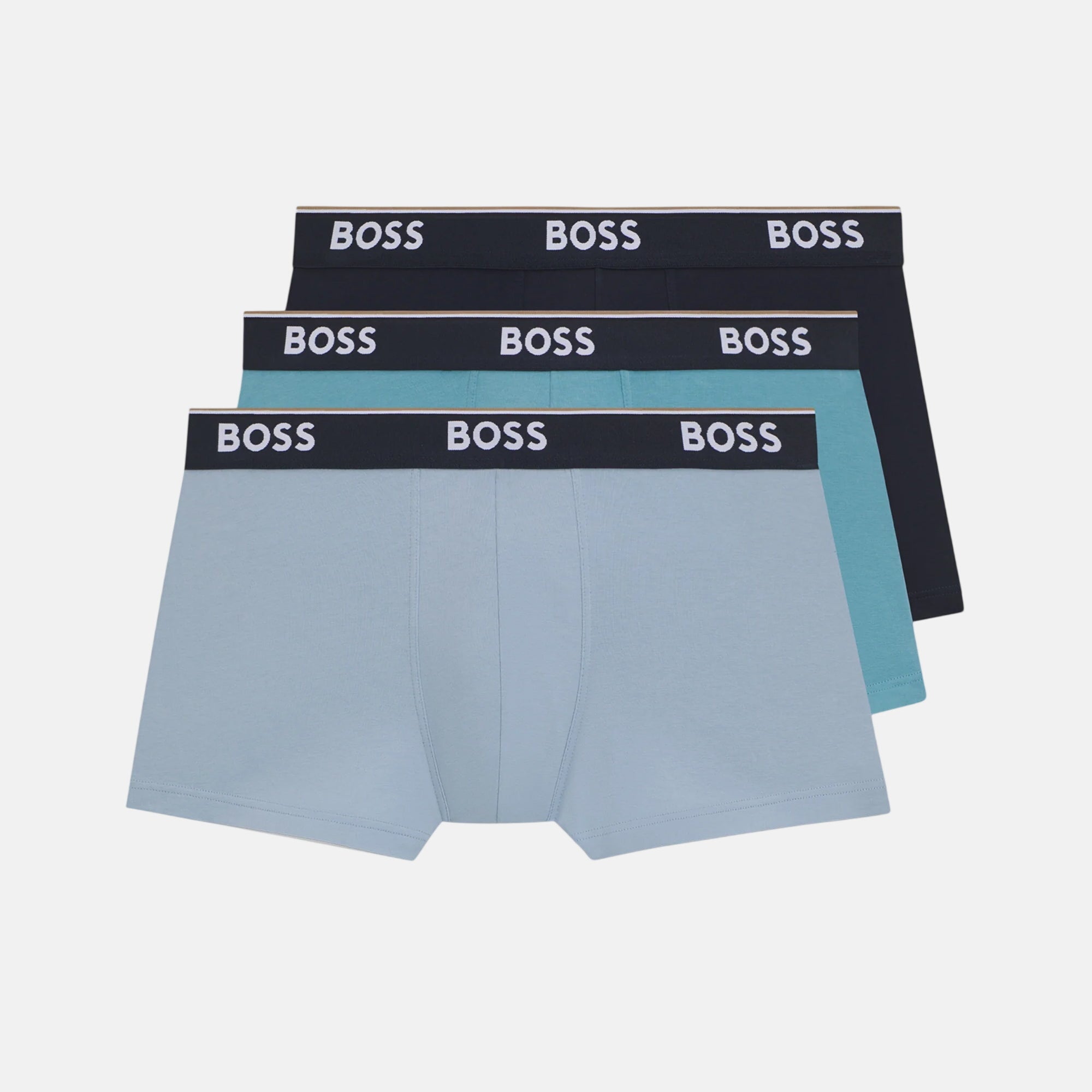 BOSS Mens Cotton Stretch 3 Pack Power Trunks Blue – SPR353-S | Studio DOS by Designer Outlet Sales