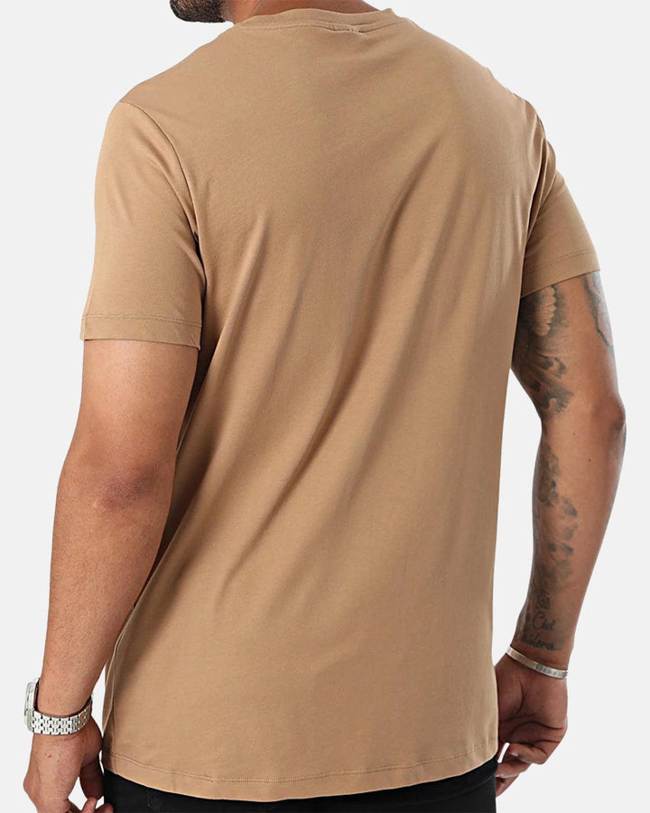 BOSS MENS CREST STRIPE LOGO T-SHIRT SAND-Designer Outlet Sales