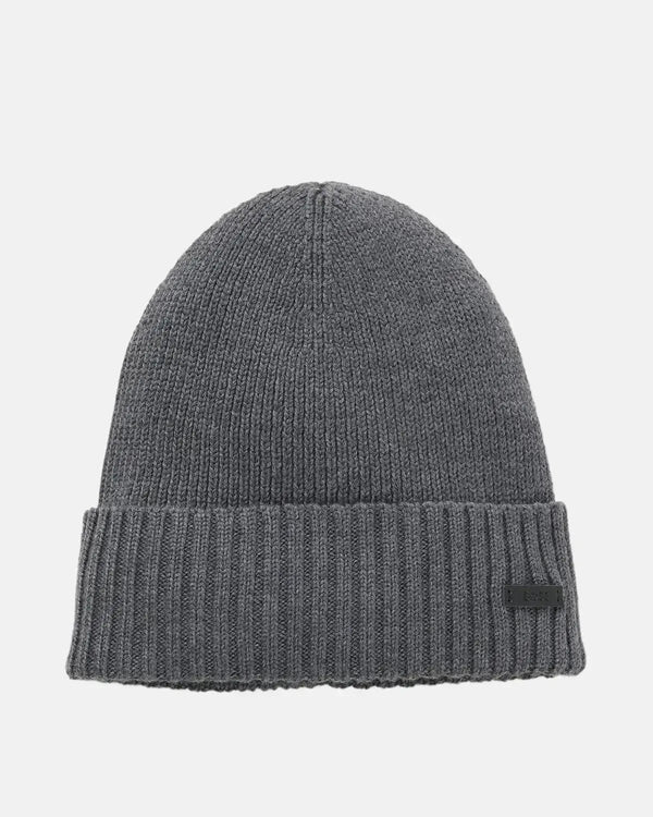 BOSS MENS FATI WOOL BEANIE GREY-Designer Outlet Sales