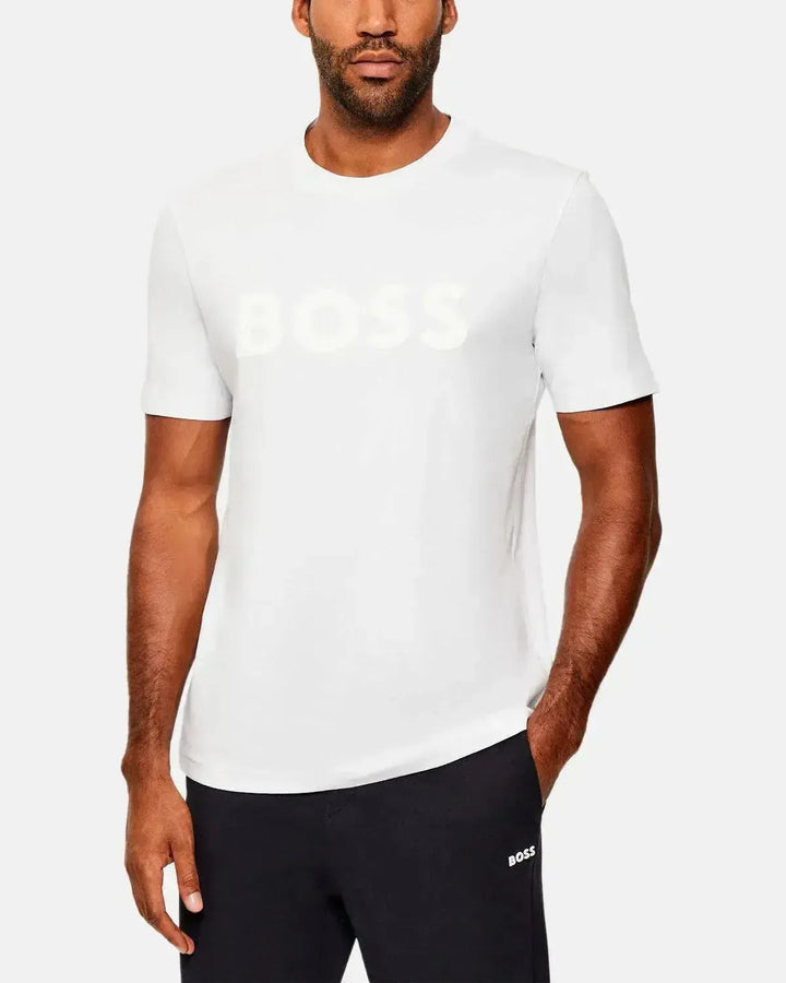 BOSS MENS ICONIC ZONE T-SHIRT WHITE-Designer Outlet Sales