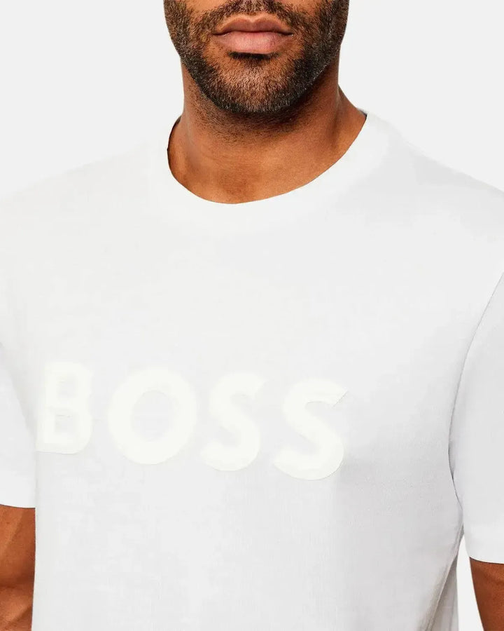 BOSS MENS ICONIC ZONE T-SHIRT WHITE-Designer Outlet Sales