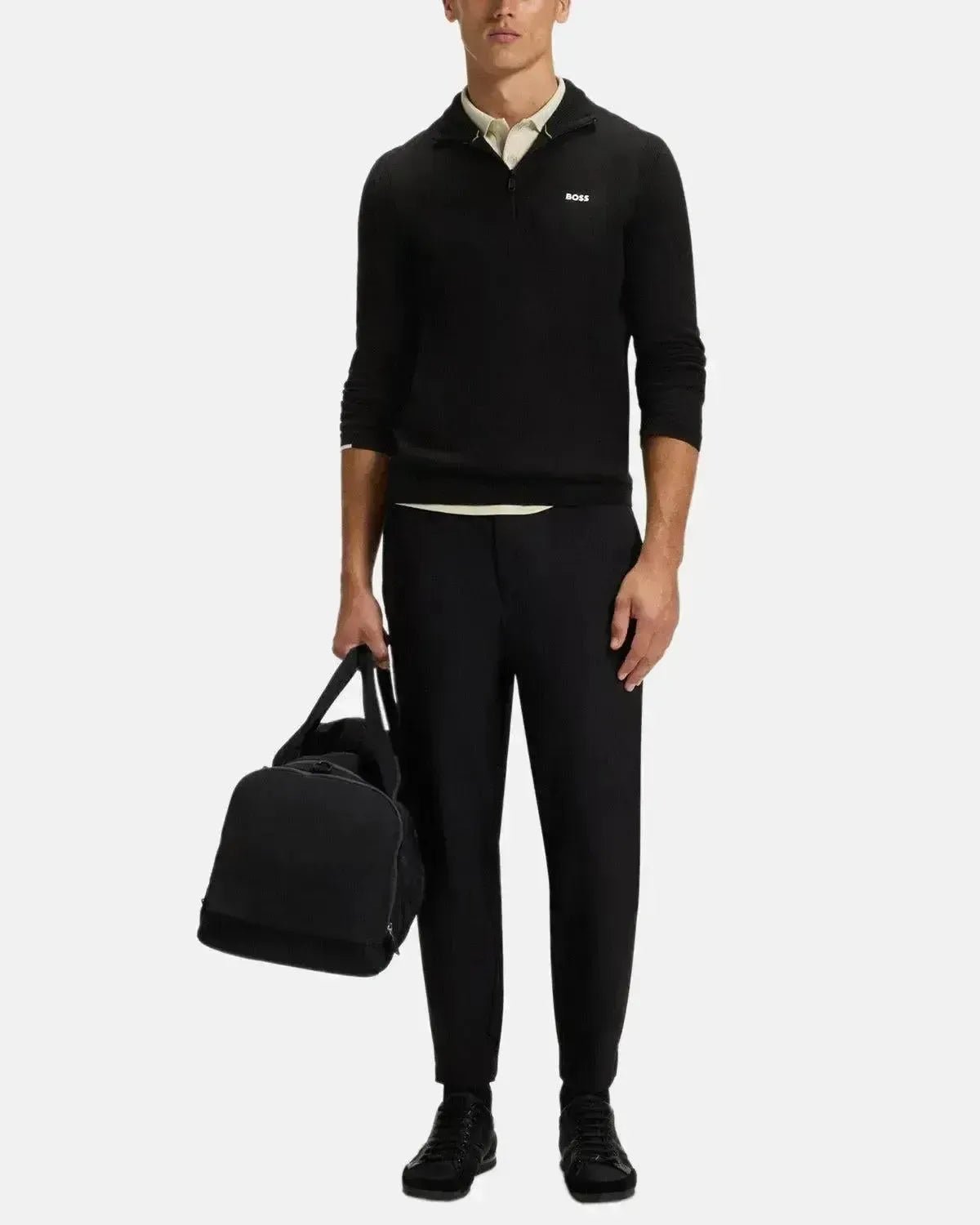 BOSS MENS K - EVERX 1/4 ZIP COTTON KNIT BLACK – HUGO-BOSS-50541965-001-S | Studio DOS by Designer Outlet Sales