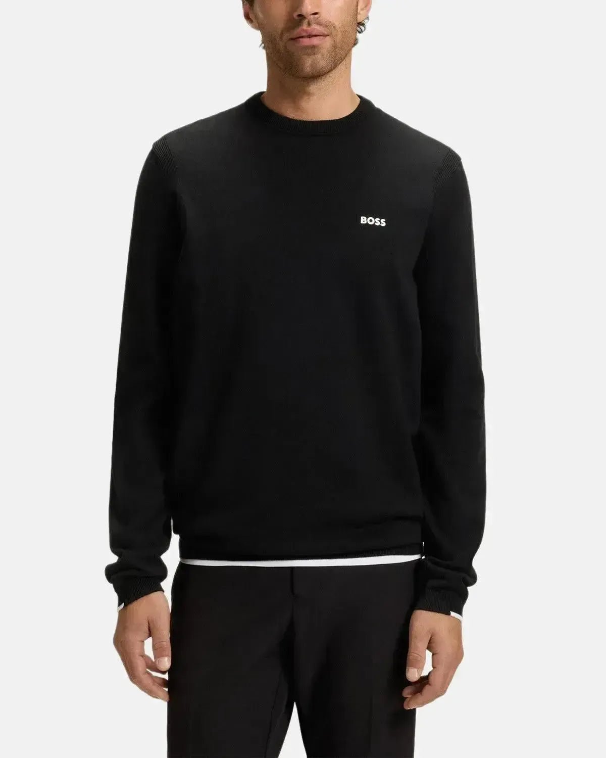 BOSS MENS K - EVERX CREWNECK COTTON KNIT BLACK – HUGO-BOSS-50541940-001-M | Studio DOS by Designer Outlet Sales